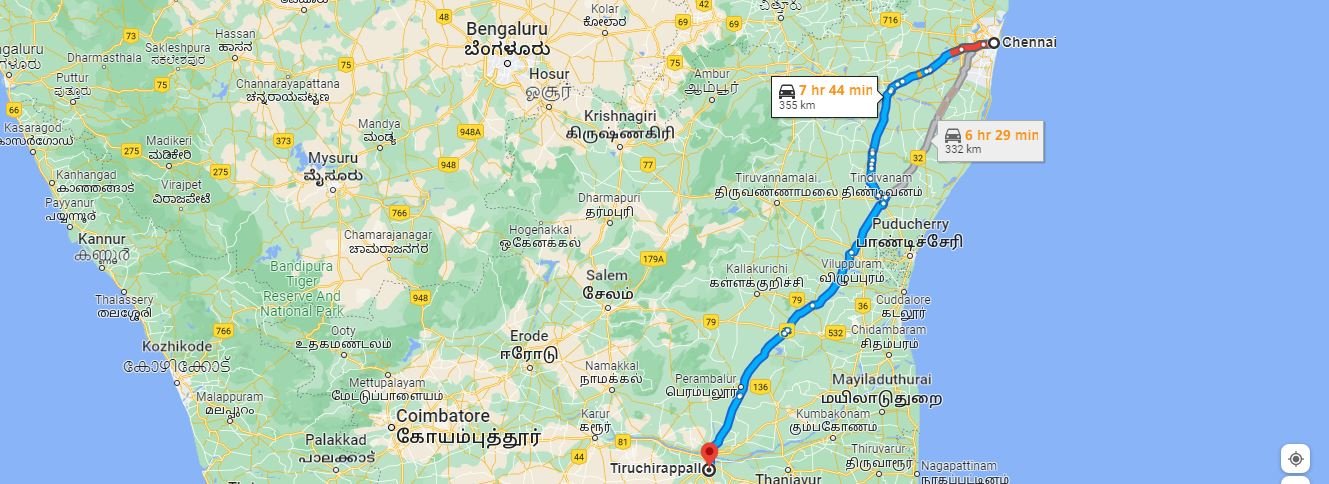 chennai to trichy route map